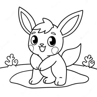 Page à colorier Glaceon mignon jouant dans la neige | Page de coloriage Glaceon