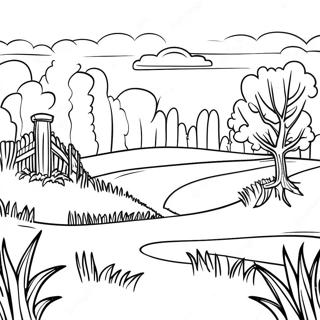 Page à colorier paysage de Kentucky Bluegrass | Page de coloriage Kentucky