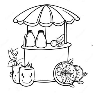 Page à colorier de stand de limonade | Page de coloriage Limonade