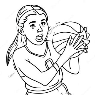 Page à colorier d'action de Caitlin Clark au basket | Page de coloriage Caitlin Clark