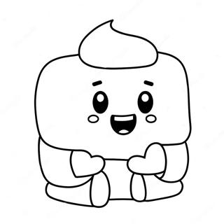 Page à colorier de personnage mignon en guimauve | Page de coloriage Guimauve
