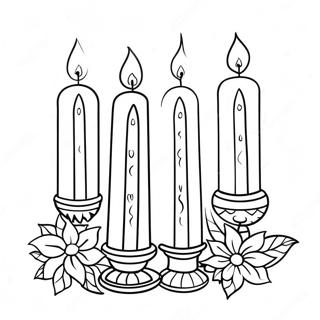 Page à colorier de bougies colorées de Kwanzaa | Page de coloriage Kwanzaa