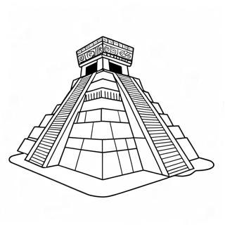 Page à colorier de temple maya | Page de coloriage Maya