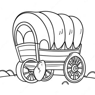Page à colorier de chariot couvert sur la piste de l'Oregon | Page de coloriage Sentier de l'Oregon