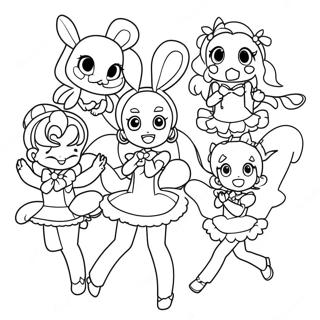 Page à colorier de l'équipe magique Precure | Page de coloriage Precure