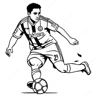 Page à colorier Xavi dribblant le ballon | Page de coloriage Xavi