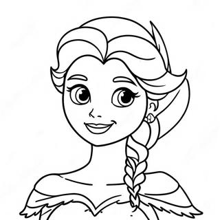 Page à colorier Elsa en costume effrayant | Page de coloriage Elsa Halloween