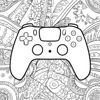Page à colorier de manette PS5 colorée avec des motifs | Page de coloriage Manette PS5