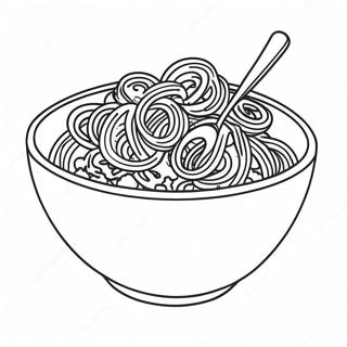 Page à colorier d'un bol de spaghetti coloré | Page de coloriage Spaghetti