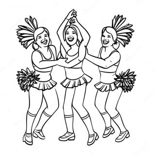 Page à colorier des cheerleaders des Colts dansant | Page de coloriage Colts