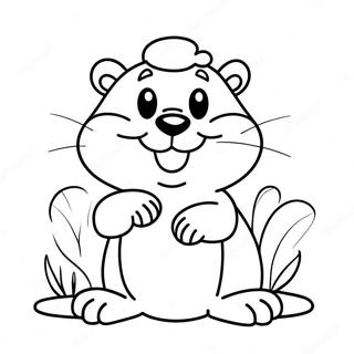 Mignon Castor avec un Grand Sourire Page à colorier | Page de coloriage Castor