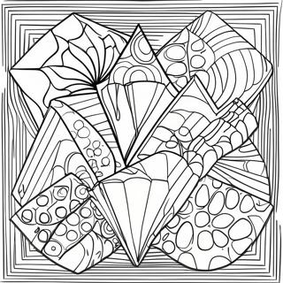 Dessin à colorier d'illusion d'optique avec des formes géométriques 3D | Page de coloriage Illusion d'optique