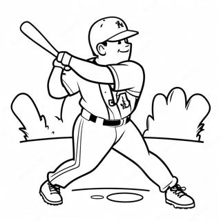 Page à colorier un joueur des Mets frappant avec une batte | Page de coloriage Mets