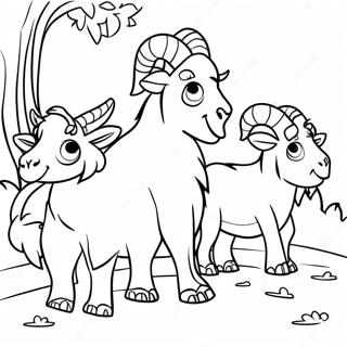 Page à colorier les 3 chèvres grises | Page de coloriage 3 Boucs Gruff