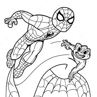Page à colorier l'affrontement entre Spiderman et le lézard | Page de coloriage Lézard Spiderman
