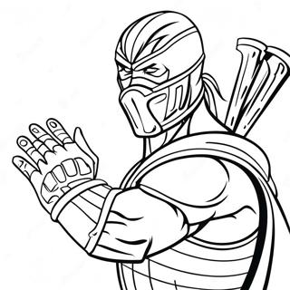Page à colorier des pouvoirs de glace de Sub Zero | Page de coloriage Sub Zero Mortal Kombat