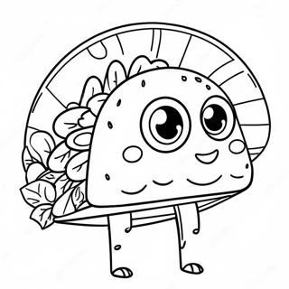 Dessin à colorier de taco drôle avec des yeux | Page de coloriage Taco