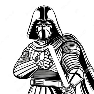Page à colorier de Kylo Ren avec un sabre laser | Page de coloriage Kylo Ren
