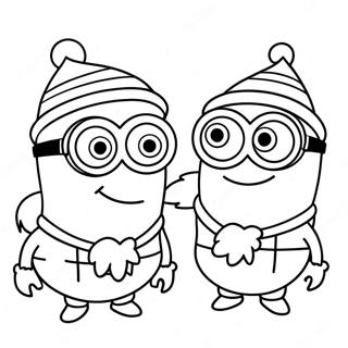 Page à colorier des Minions pour Noël | Page de coloriage Minions Noël