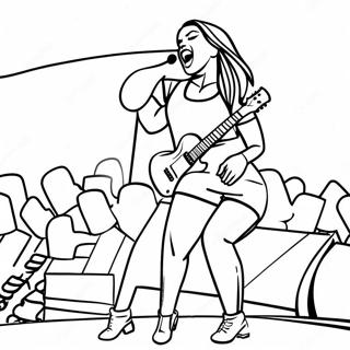 Page à colorier de Karol G en performance sur scène | Page de coloriage Karol G