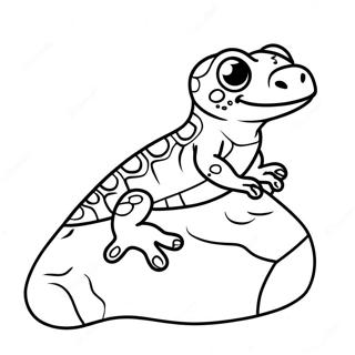 Page à colorier Gecko Mignon sur une Pierre | Page de coloriage Gecko