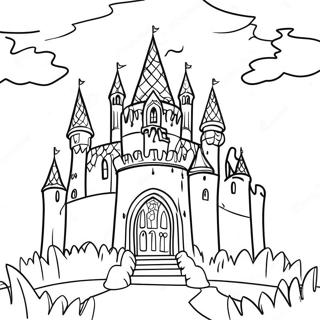 Page à colorier Château gothique effrayant | Page de coloriage Gothique Effrayant