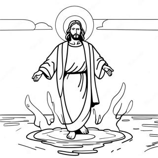 Page à colorier Jésus marchant sur l'eau | Page de coloriage Miracles de Jésus