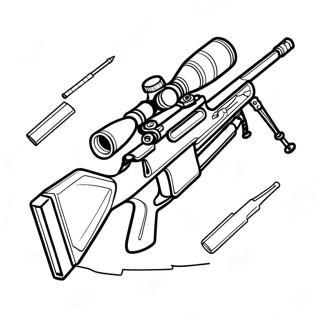 Page à colorier fusil de sniper détaillé | Page de coloriage Fusil de Sniper