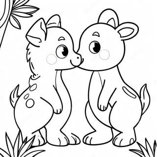 Page à colorier animaux côte à côte | Page de coloriage Côte à côte