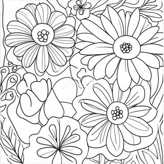 Page à colorier Fleurs côte à côte | Page de coloriage Côte à côte