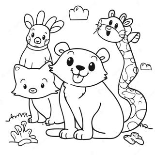 Page à colorier Amis animaux avec marqueurs à points | Page de coloriage Marqueurs à points
