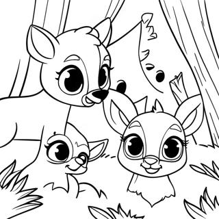 Page à colorier de Bambi avec des amis | Page de coloriage Bambi