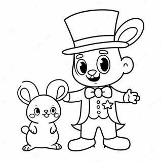 Page à colorier Magicien drôle avec un lapin | Page de coloriage Magicien
