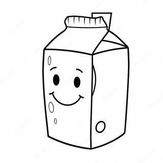 Page à colorier Carton de lait mignon avec un visage souriant | Page de coloriage Brique de Lait