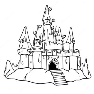 Page à colorier du château de glace étincelant | Page de coloriage Glace