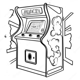 Page à colorier d'arcade rétro des années 80 | Page de coloriage années 80