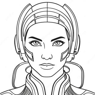 Page à colorier de personnage futuriste cyberpunk | Page de coloriage Cyberpunk