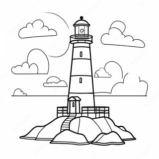Page à colorier phare coloré au bord de la mer | Page de coloriage Phare