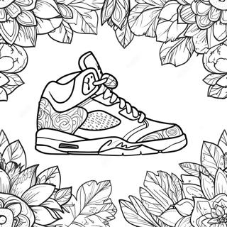 Page à colorier du contour de la sneaker Jordan 5 | Page de coloriage Baskets Jordan 5