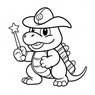 Page à colorier de Lemmy Koopa avec une baguette colorée | Page de coloriage Lemmy Koopa