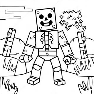 Page à colorier de Squelette Minecraft | Page de coloriage Squelette Minecraft