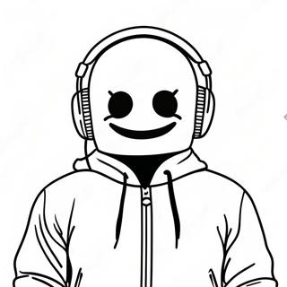 Page à colorier de DJ Marshmello avec des Écouteurs Colorés | Page de coloriage DJ Marshmello
