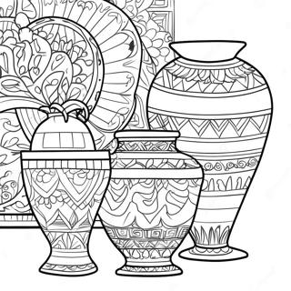Page à colorier des Designs de Poterie Colorés | Page de coloriage Céramique