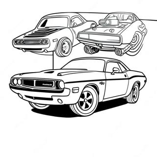 Page à colorier Dodge Challenger classique | Page de coloriage Dodge Challenger