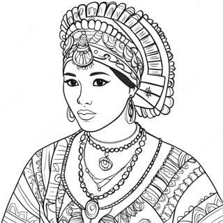 Page à colorier vêtements traditionnels du monde | Page de coloriage Culturel