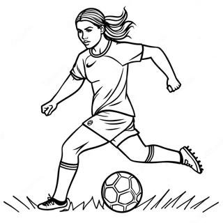 Page à colorier d'Alex Morgan frappant le ballon | Page de coloriage Alex Morgan