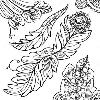 Page à colorier de plume boho charmante | Page de coloriage Simple Boho