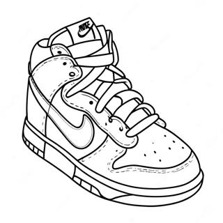 Page à colorier de baskets Nike Dunk Classic | Page de coloriage Nike Dunk