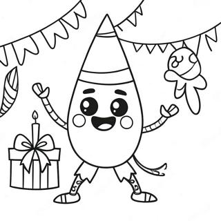 Page à colorier Piñata Heureuse à une Fête d'Anniversaire | Page de coloriage Pinata