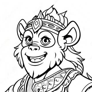 Page à colorier Roi Singe Aventurier | Page de coloriage Roi Singe